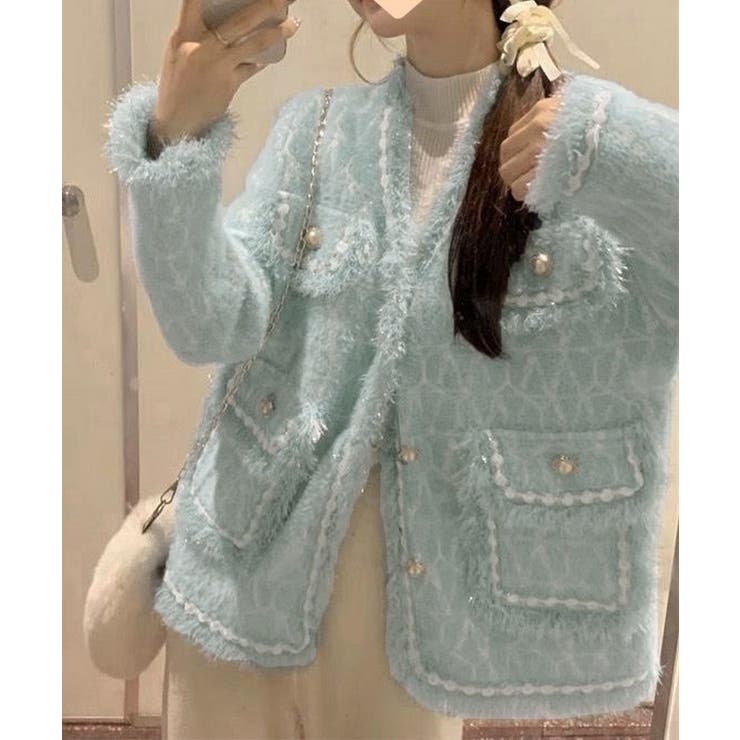 ツイード風ニットジャケットレディース上品 | SUNSHINE CLOSET | 詳細画像15 