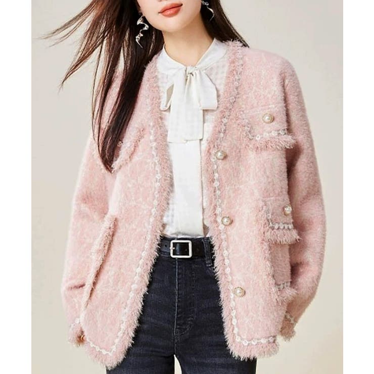 ツイード風ニットジャケットレディース上品 | SUNSHINE CLOSET | 詳細画像17 