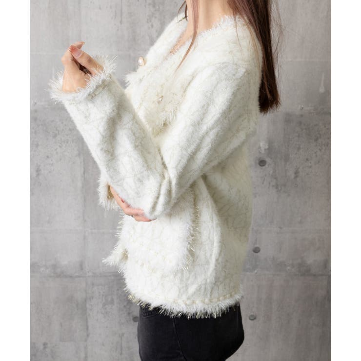 ツイード風ニットジャケットレディース上品 | SUNSHINE CLOSET | 詳細画像19 