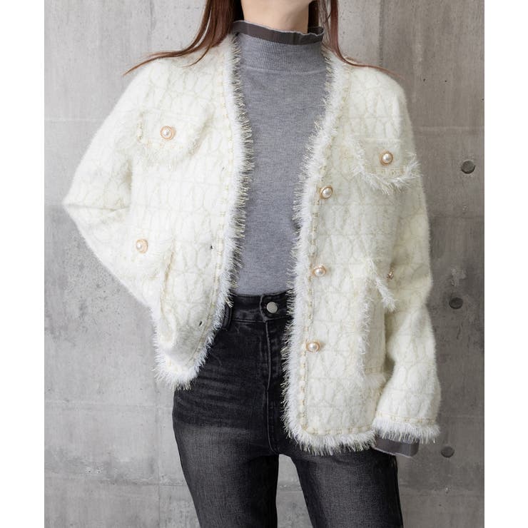 ツイード風ニットジャケットレディース上品 | SUNSHINE CLOSET | 詳細画像21 