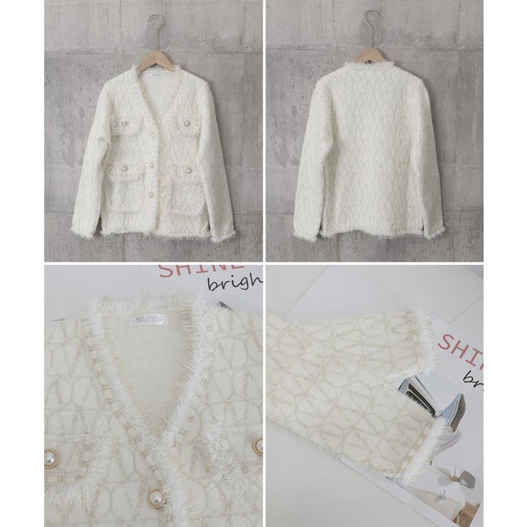 ツイード風ニットジャケットレディース上品 | SUNSHINE CLOSET | 詳細画像23 