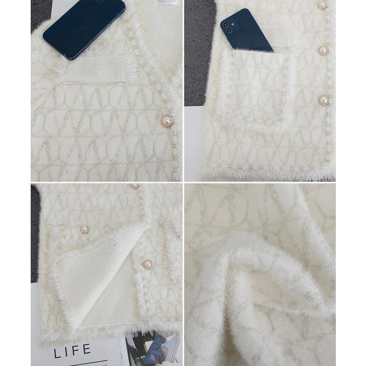 ツイード風ニットジャケットレディース上品 | SUNSHINE CLOSET | 詳細画像24 