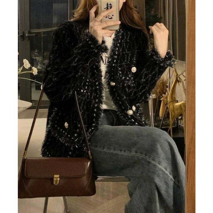 ツイード風ニットジャケットレディース上品 | SUNSHINE CLOSET | 詳細画像5 