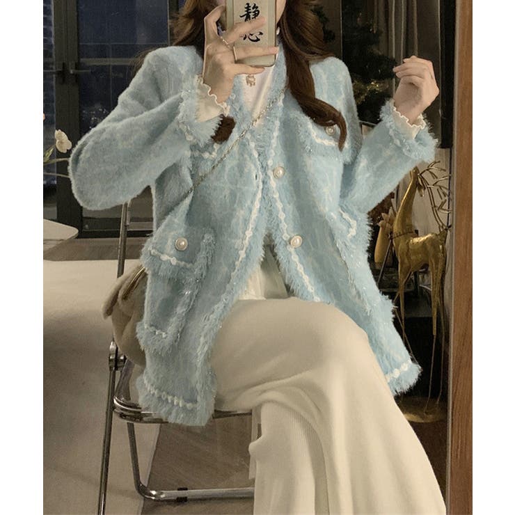 ツイード風ニットジャケットレディース上品 | SUNSHINE CLOSET | 詳細画像8 