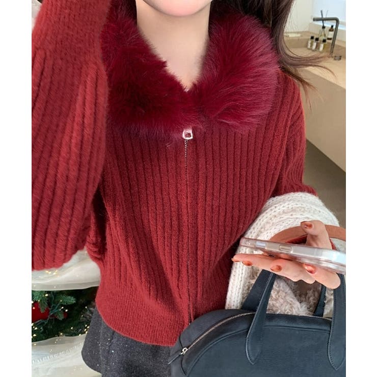 ファー襟ニットカーディガン ダブルジップ | SUNSHINE CLOSET | 詳細画像13 