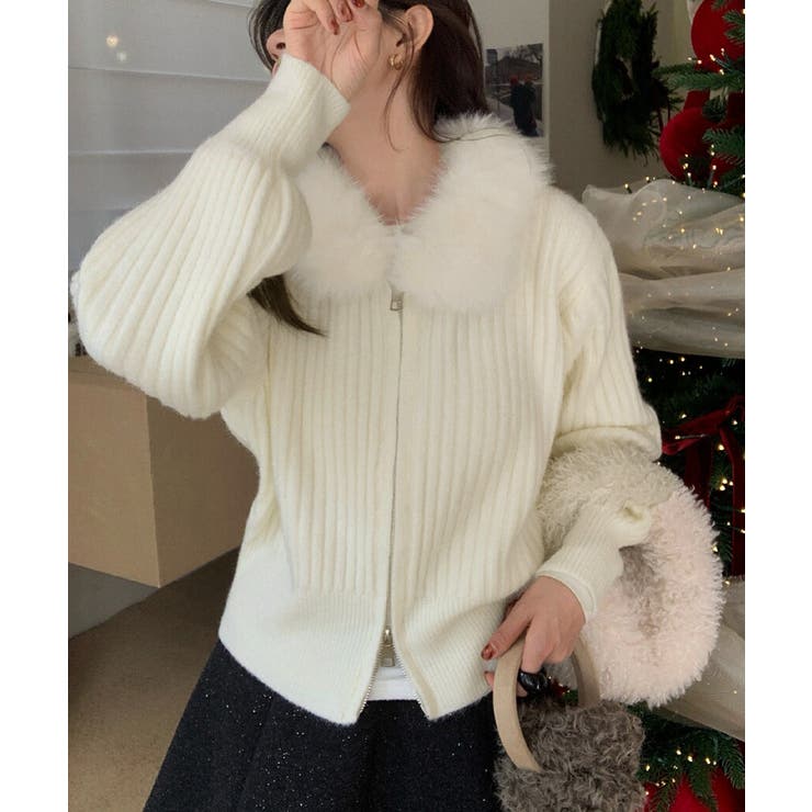 ファー襟ニットカーディガン ダブルジップ | SUNSHINE CLOSET | 詳細画像16 