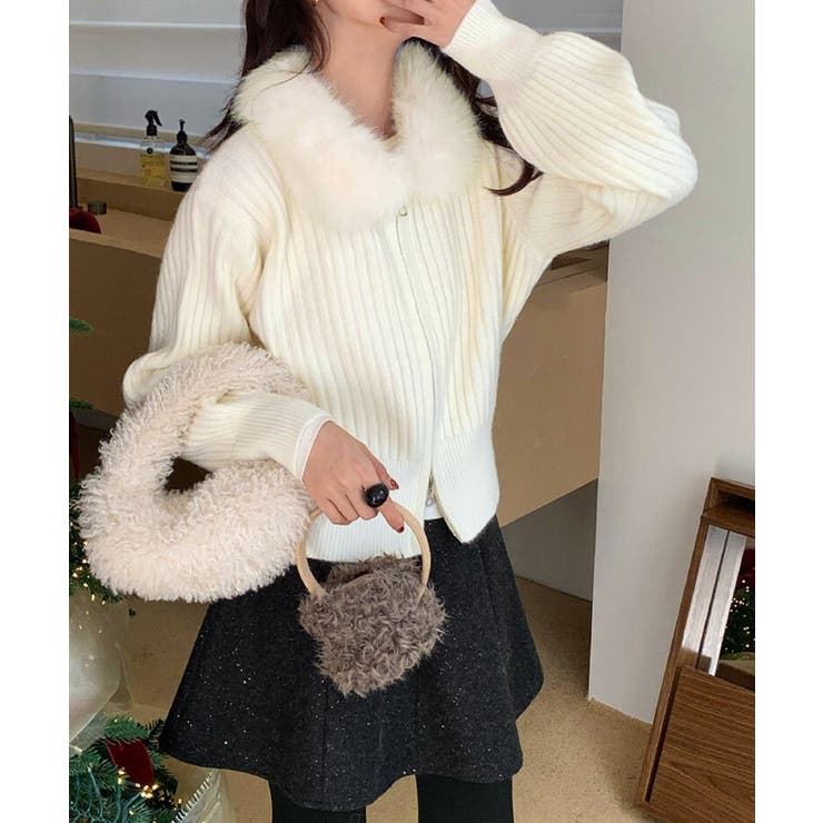 ファー襟ニットカーディガン ダブルジップ | SUNSHINE CLOSET | 詳細画像17 