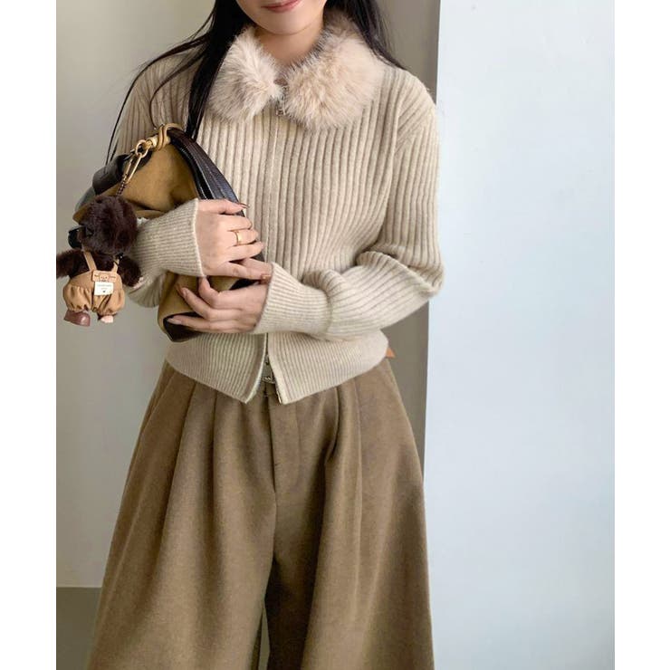 ファー襟ニットカーディガン ダブルジップ | SUNSHINE CLOSET | 詳細画像19 