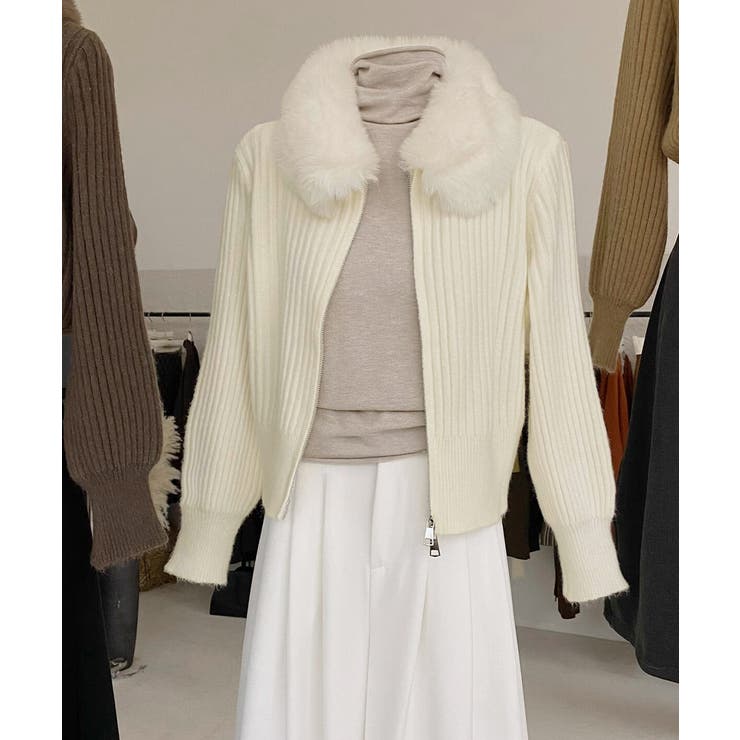ファー襟ニットカーディガン ダブルジップ | SUNSHINE CLOSET | 詳細画像22 