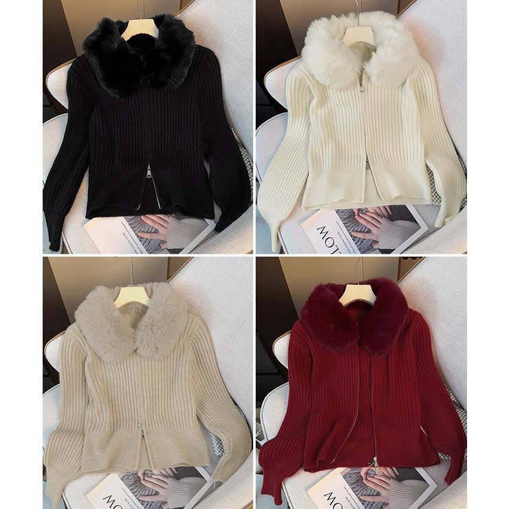 ファー襟ニットカーディガン ダブルジップ | SUNSHINE CLOSET | 詳細画像23 