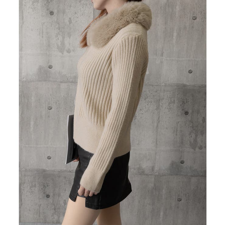 ファー襟ニットカーディガン ダブルジップ | SUNSHINE CLOSET | 詳細画像25 