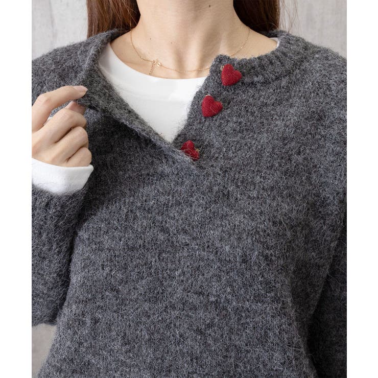 ハートボタンニットトップス ハーフボタン | SUNSHINE CLOSET | 詳細画像13 