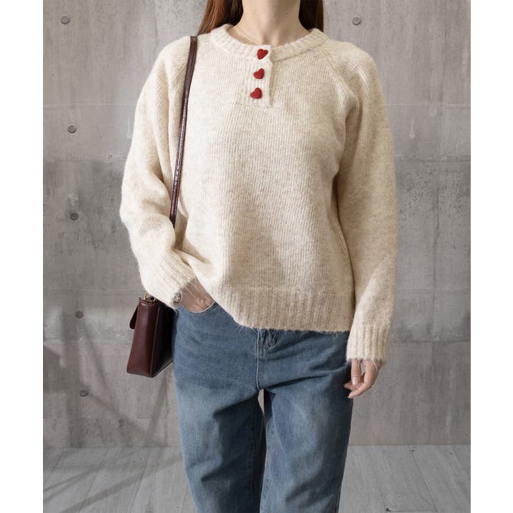 ハートボタンニットトップス ハーフボタン | SUNSHINE CLOSET | 詳細画像14 