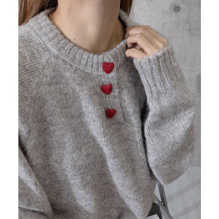 ハートボタンニットトップス ハーフボタン | SUNSHINE CLOSET | 詳細画像18 