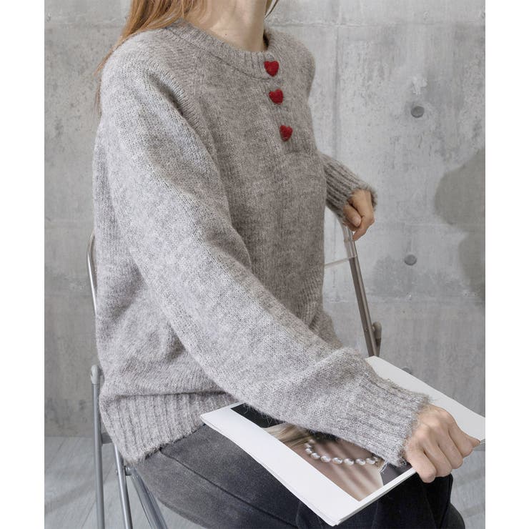 ハートボタンニットトップス ハーフボタン | SUNSHINE CLOSET | 詳細画像19 