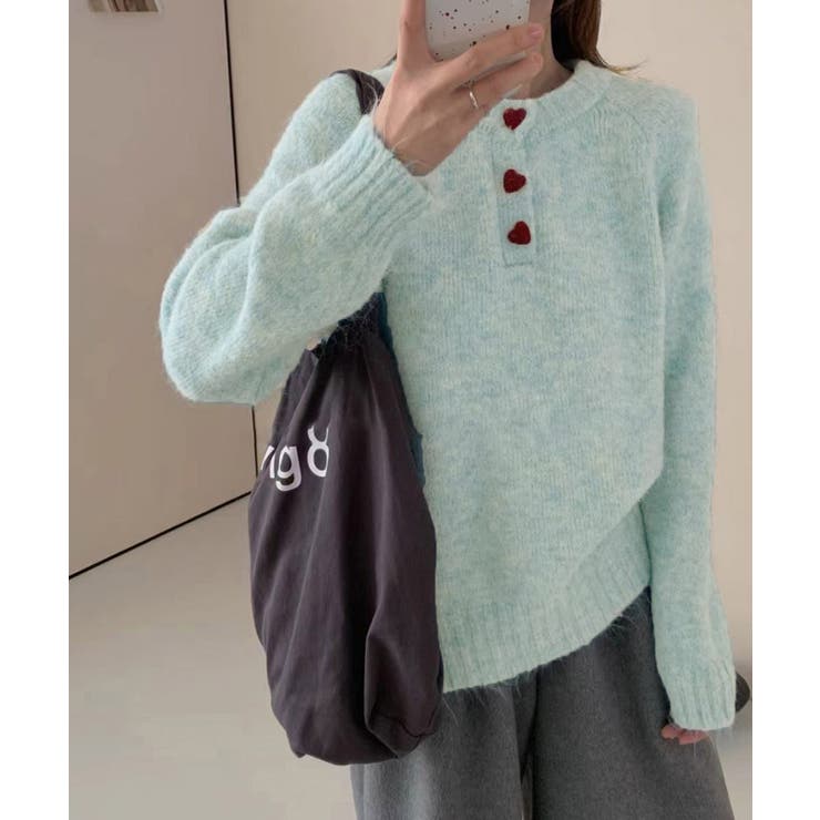 ハートボタンニットトップス ハーフボタン | SUNSHINE CLOSET | 詳細画像6 