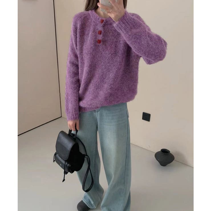 ハートボタンニットトップス ハーフボタン | SUNSHINE CLOSET | 詳細画像7 