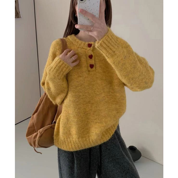 ハートボタンニットトップス ハーフボタン | SUNSHINE CLOSET | 詳細画像9 