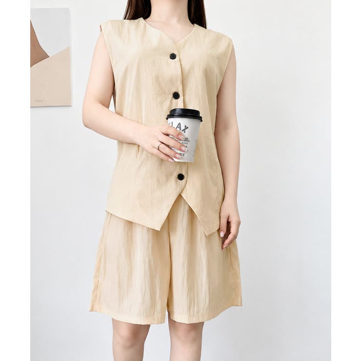 リネンライクセットアップ ノースリーブトップス Vネックベスト | SUNSHINE CLOSET | 詳細画像16 