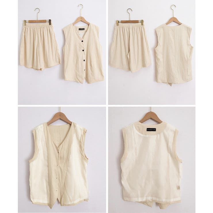 リネンライクセットアップ ノースリーブトップス Vネックベスト | SUNSHINE CLOSET | 詳細画像19 