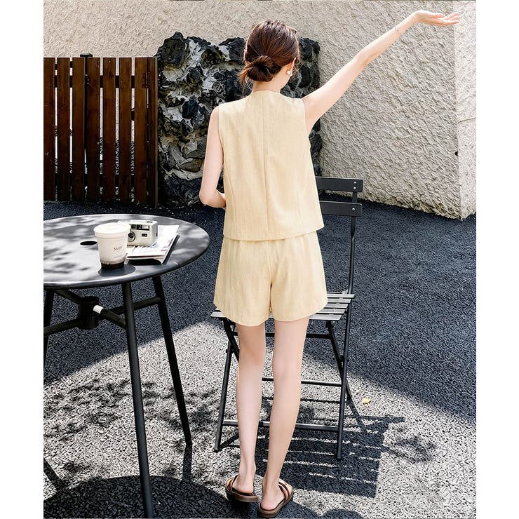 リネンライクセットアップ ノースリーブトップス Vネックベスト | SUNSHINE CLOSET | 詳細画像5 