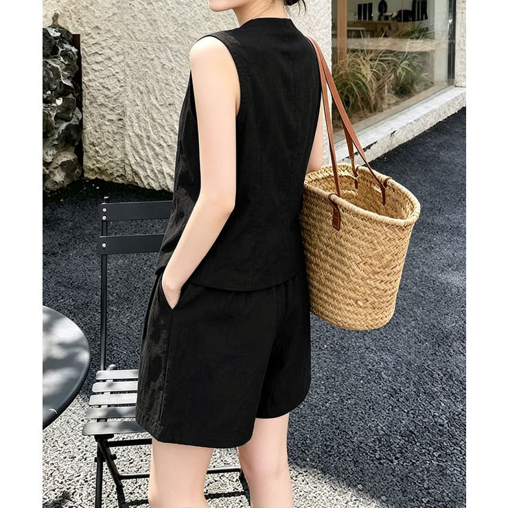 リネンライクセットアップ ノースリーブトップス Vネックベスト | SUNSHINE CLOSET | 詳細画像9 