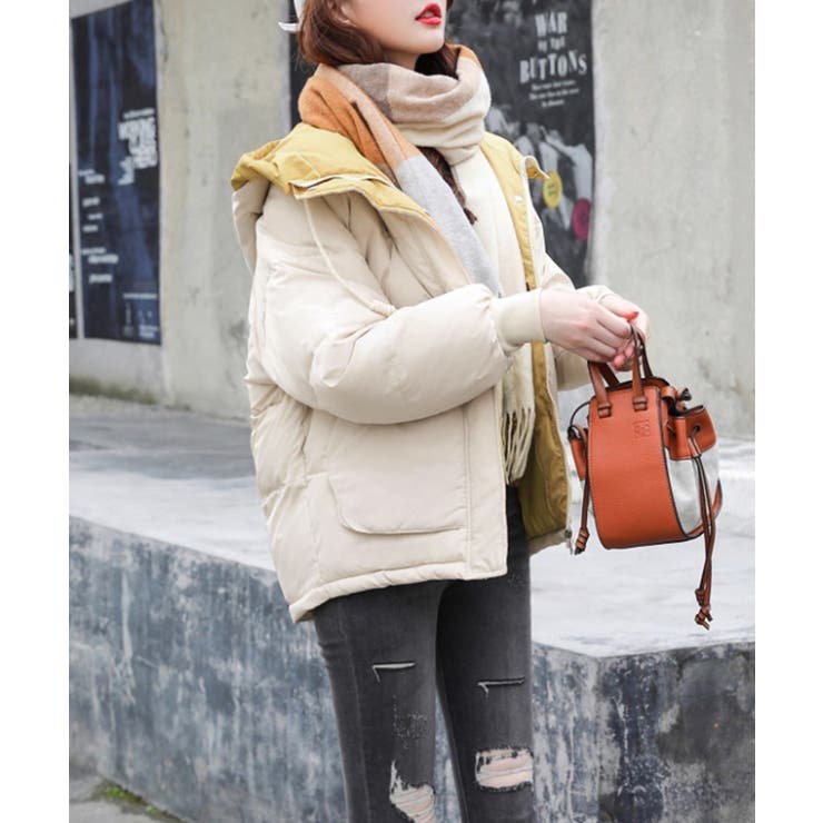 配色フード付き中綿ジャケットレディース冬 | SUNSHINE CLOSET | 詳細画像4 