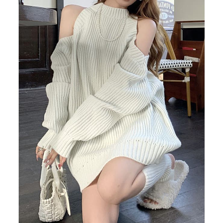 オープンショルダーニットワンピースミニ丈 | SUNSHINE CLOSET | 詳細画像13 