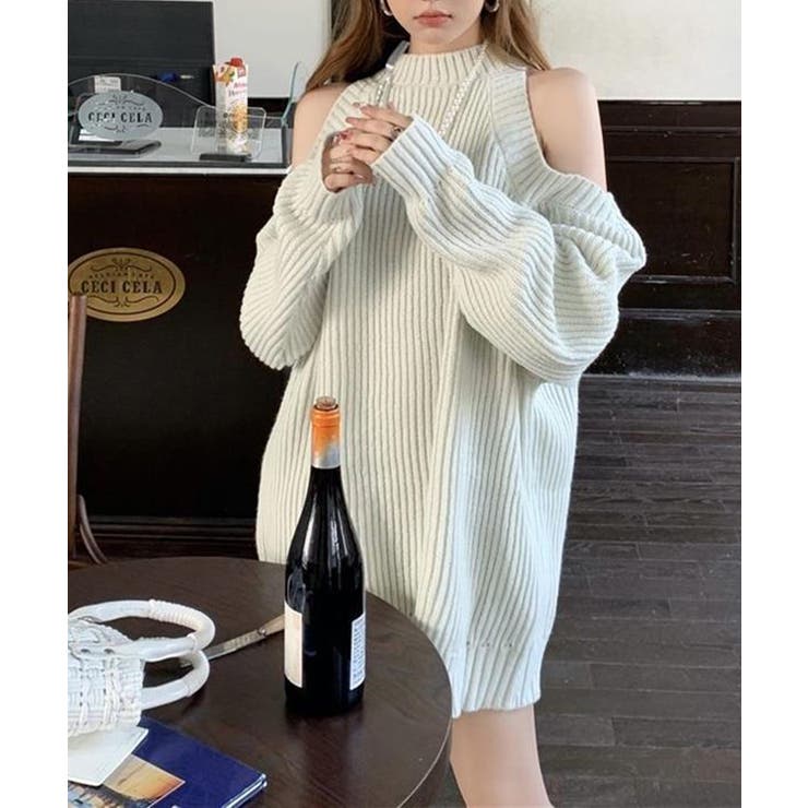 オープンショルダーニットワンピースミニ丈 | SUNSHINE CLOSET | 詳細画像15 