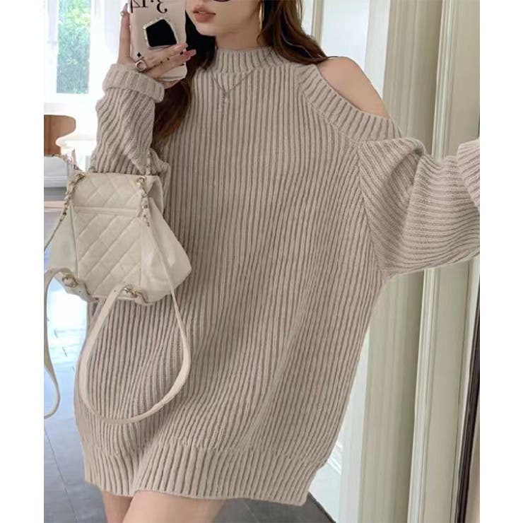 オープンショルダーニットワンピースミニ丈 | SUNSHINE CLOSET | 詳細画像2 