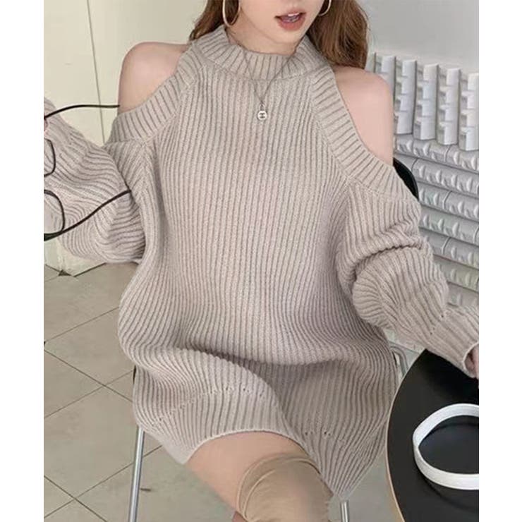 オープンショルダーニットワンピースミニ丈 | SUNSHINE CLOSET | 詳細画像3 