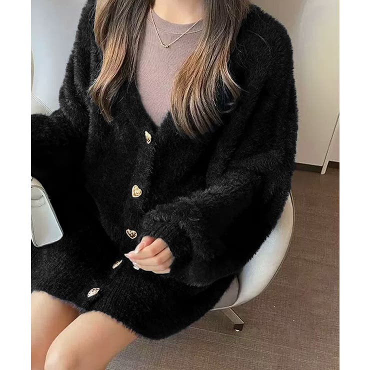 シャギーカーディガンゴールドボタン韓国風 | SUNSHINE CLOSET | 詳細画像1 