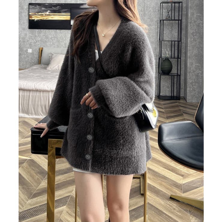 シャギーニットカーディガンVネック秋冬服 | SUNSHINE CLOSET | 詳細画像1 
