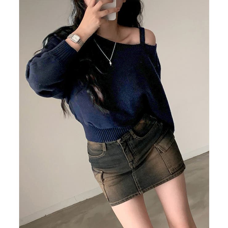 オフショルダーニットトップス肩見せ秋冬服 | SUNSHINE CLOSET | 詳細画像10 