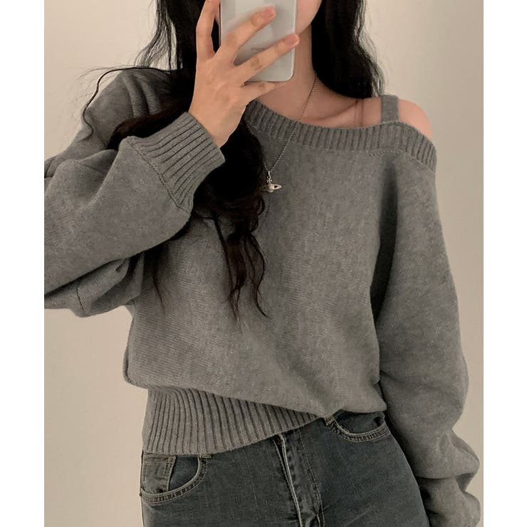 オフショルダーニットトップス肩見せ秋冬服 | SUNSHINE CLOSET | 詳細画像19 