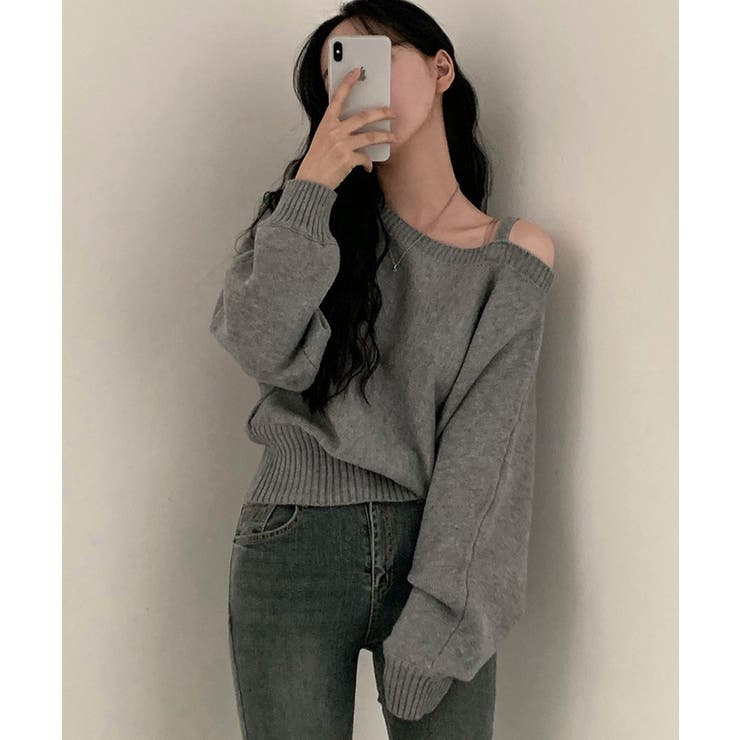 オフショルダーニットトップス肩見せ秋冬服 | SUNSHINE CLOSET | 詳細画像3 