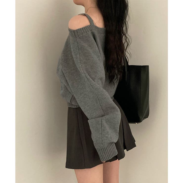 オフショルダーニットトップス肩見せ秋冬服 | SUNSHINE CLOSET | 詳細画像4 