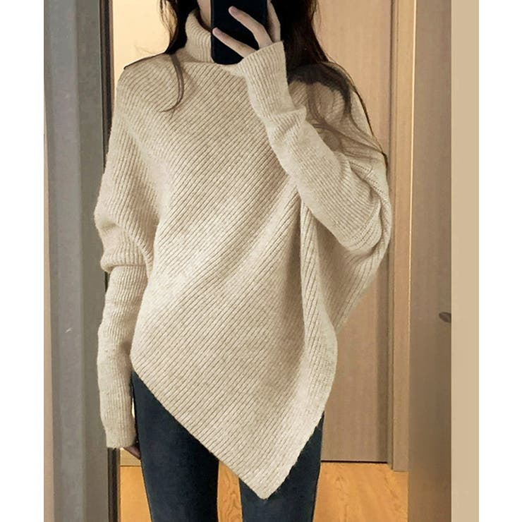 ハイネックニットセーター 不規則デザイン | SUNSHINE CLOSET | 詳細画像1 