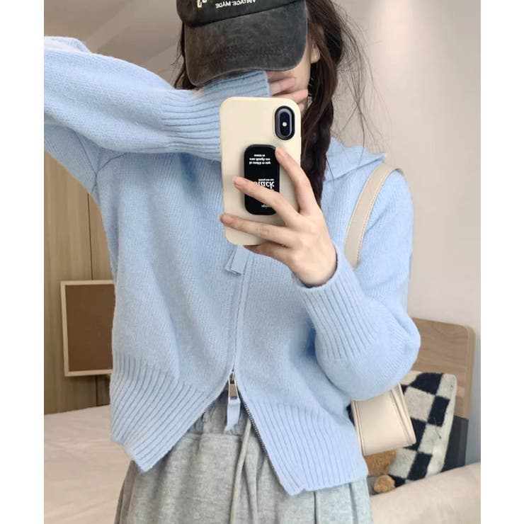 ダブルジップリブニットカーディガン韓国風 | SUNSHINE CLOSET | 詳細画像12 