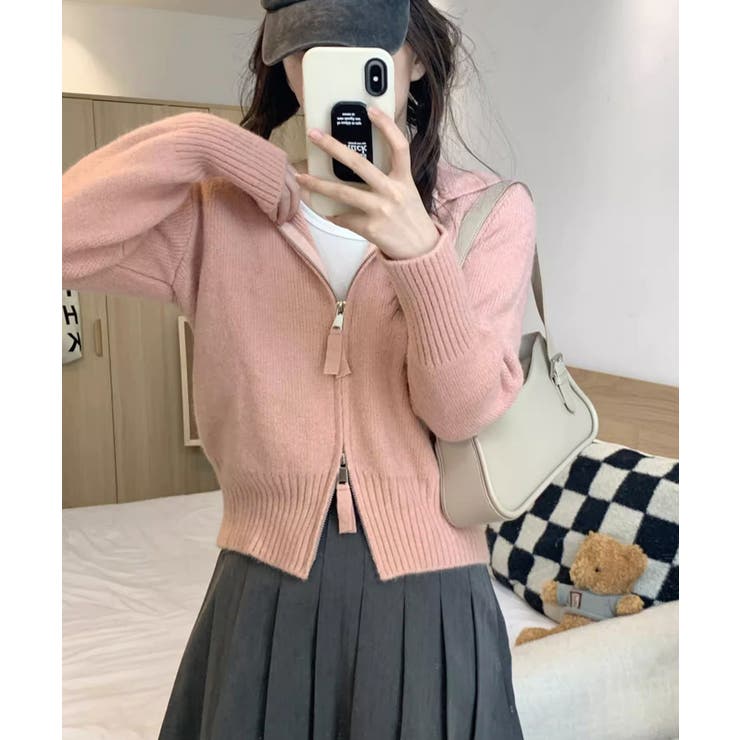 ダブルジップリブニットカーディガン韓国風 | SUNSHINE CLOSET | 詳細画像15 