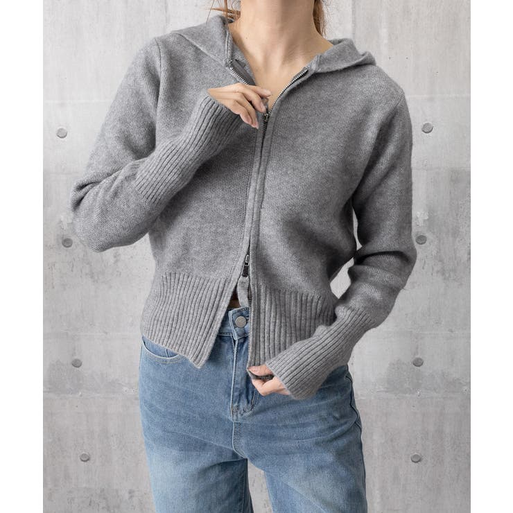 ダブルジップリブニットカーディガン韓国風 | SUNSHINE CLOSET | 詳細画像18 