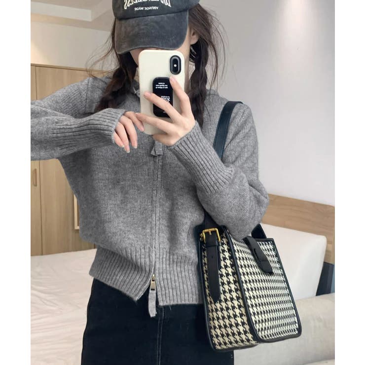 ダブルジップリブニットカーディガン韓国風 | SUNSHINE CLOSET | 詳細画像2 