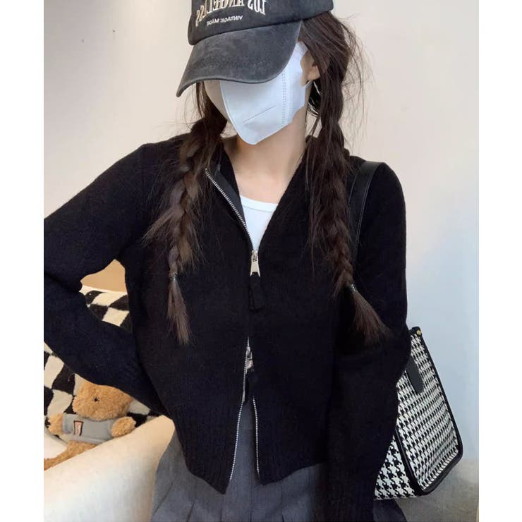 ダブルジップリブニットカーディガン韓国風 | SUNSHINE CLOSET | 詳細画像6 