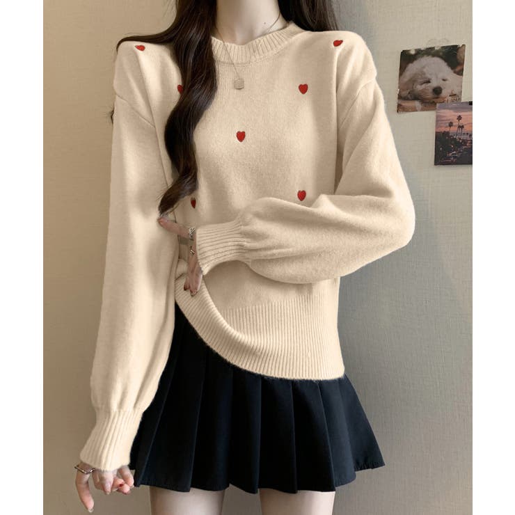 クルーネックハート柄ニットセーター韓国風 | SUNSHINE CLOSET | 詳細画像12 