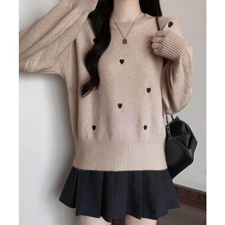 クルーネックハート柄ニットセーター韓国風 | SUNSHINE CLOSET | 詳細画像14 