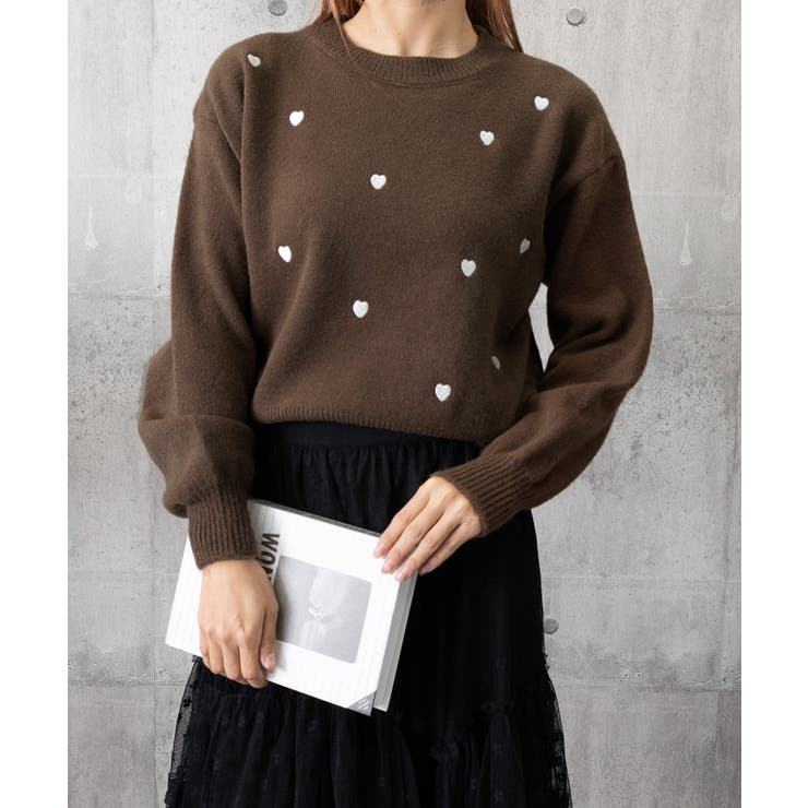 クルーネックハート柄ニットセーター韓国風 | SUNSHINE CLOSET | 詳細画像21 
