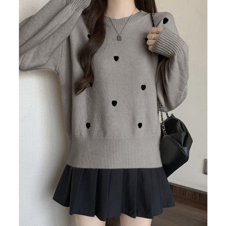 クルーネックハート柄ニットセーター韓国風 | SUNSHINE CLOSET | 詳細画像4 