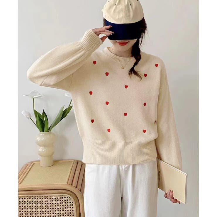 クルーネックハート柄ニットセーター韓国風 | SUNSHINE CLOSET | 詳細画像7 
