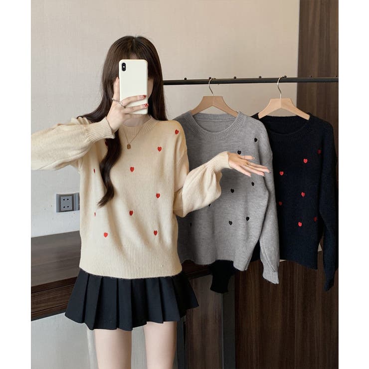 クルーネックハート柄ニットセーター韓国風 | SUNSHINE CLOSET | 詳細画像8 