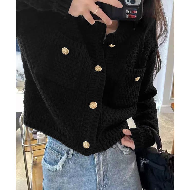 ゴールドボタンニットカーディガン 韓国風 | SUNSHINE CLOSET | 詳細画像4 